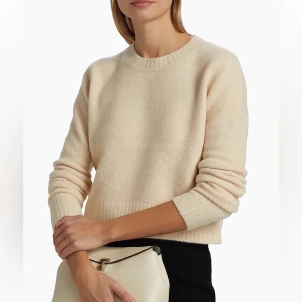 Susana Monaco Sweetheart Crewneck Sweater Sz XS Belgian Creme NWT